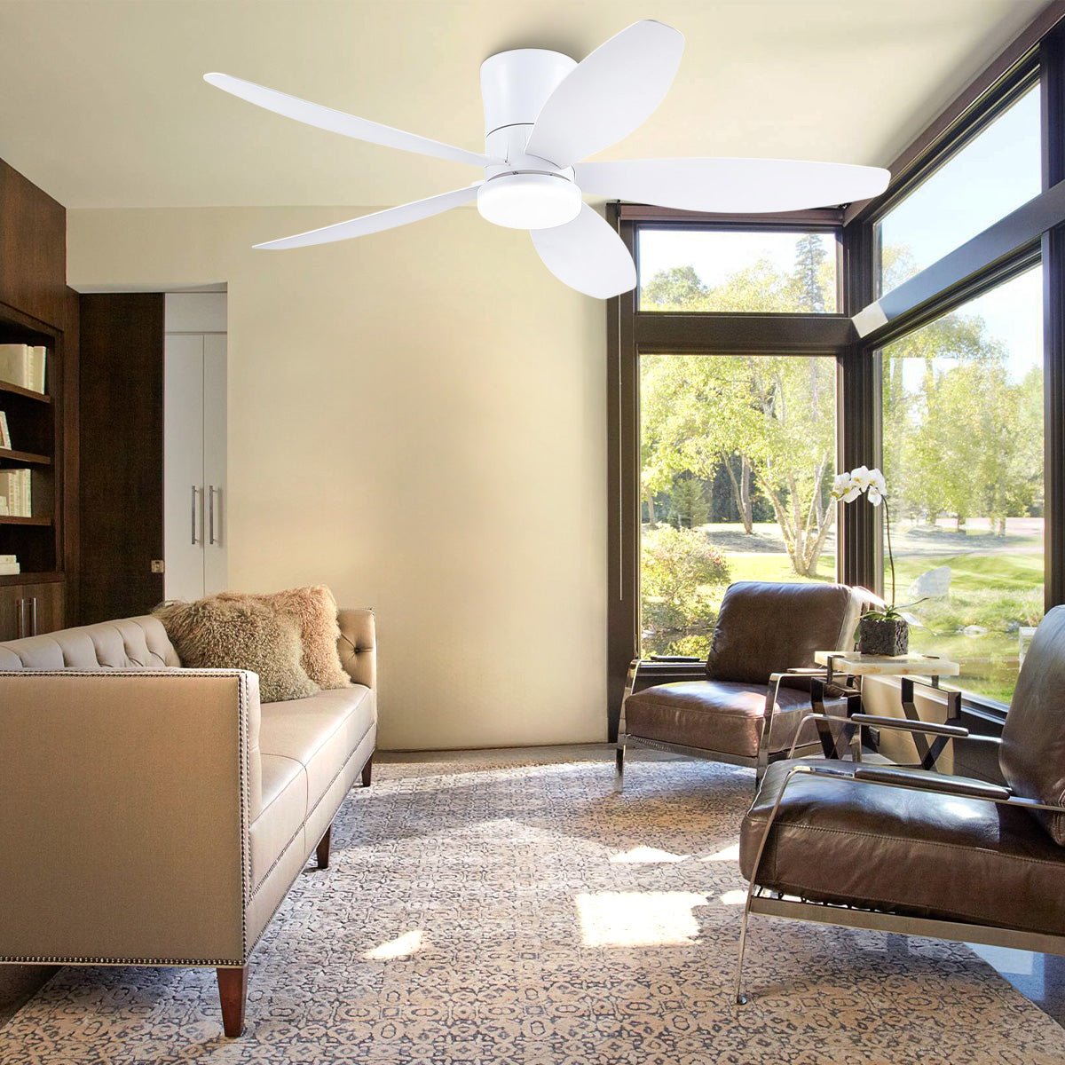 Indoor/Outdoor Recessed Black Ceiling Fan Light - White48"Blushlighting