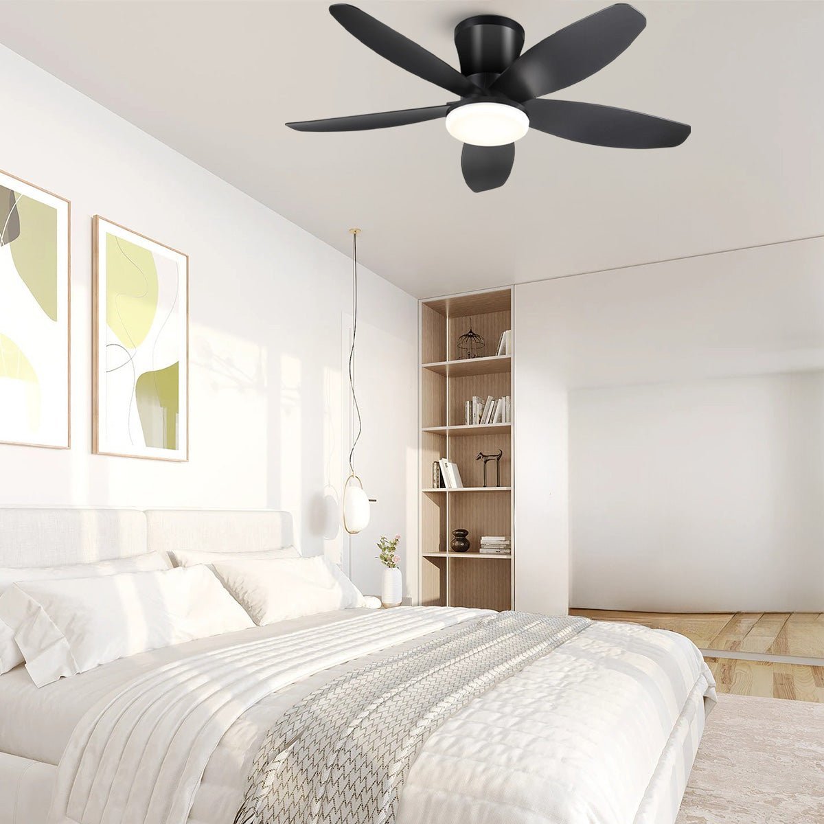 Indoor/Outdoor Recessed Black Ceiling Fan Light - Black42"Blushlighting