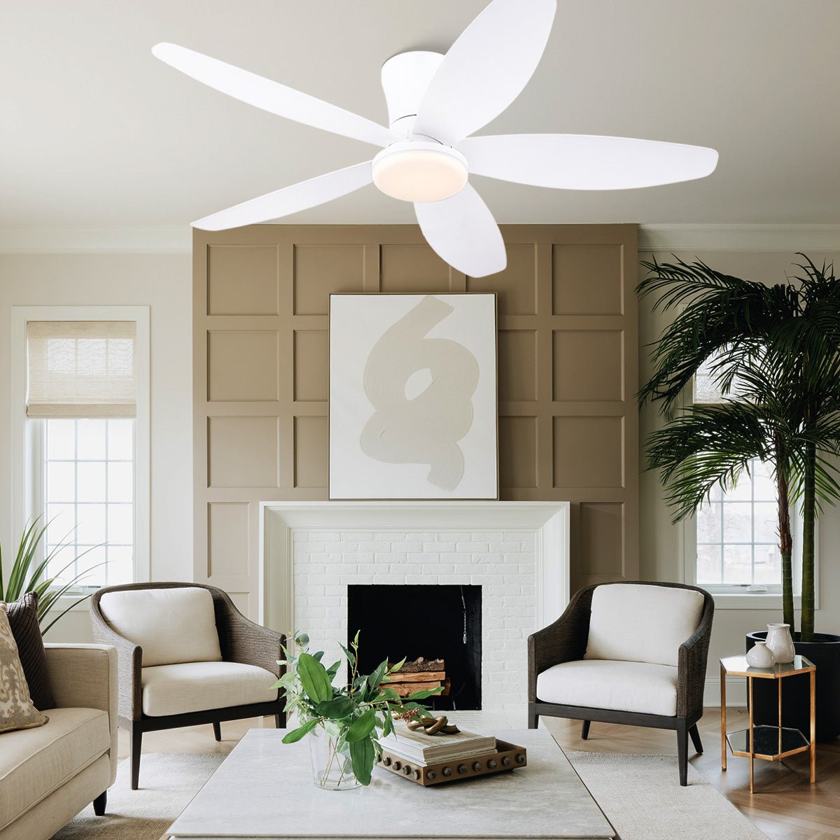 Indoor/Outdoor Recessed Black Ceiling Fan Light - Black36"Blushlighting