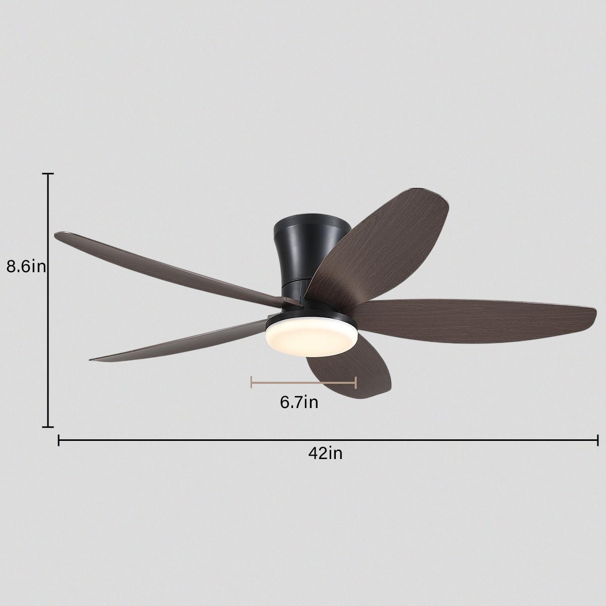 Indoor/Outdoor Recessed Black Ceiling Fan Light - Brown42"Blushlighting