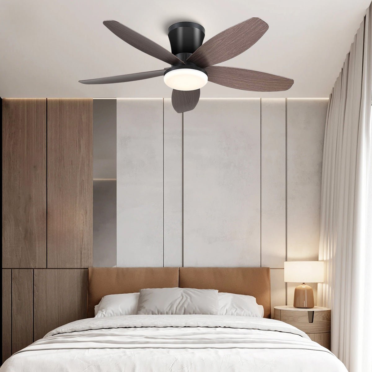 Indoor/Outdoor Recessed Black Ceiling Fan Light - Brown36"Blushlighting