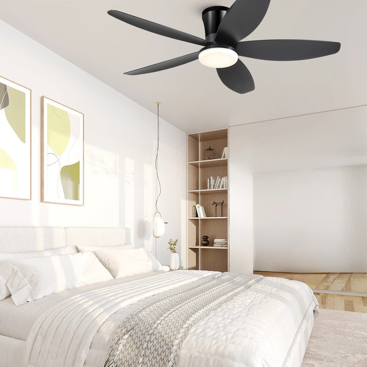 Indoor/Outdoor Recessed Black Ceiling Fan Light - Black42"Blushlighting