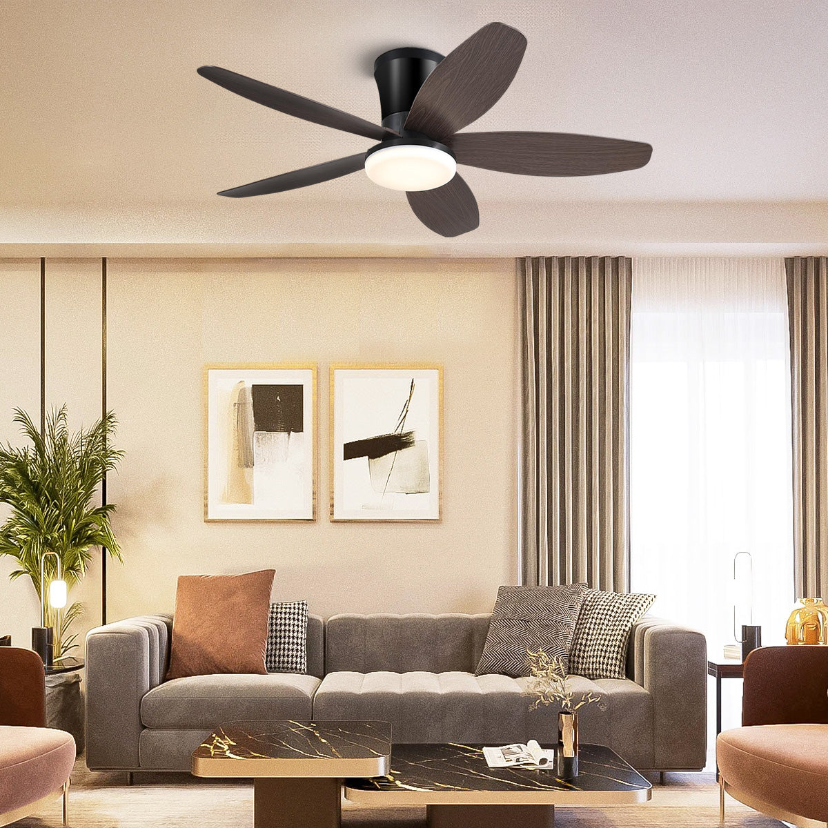 Indoor/Outdoor Recessed Black Ceiling Fan Light-ceiling light-Blushlighting