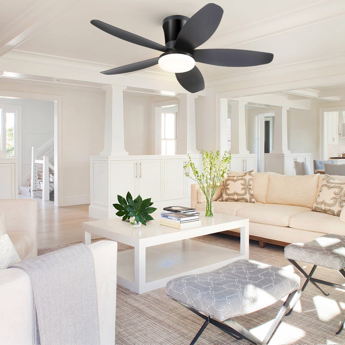 Indoor/Outdoor Recessed Black Ceiling Fan Light - Blushlighting