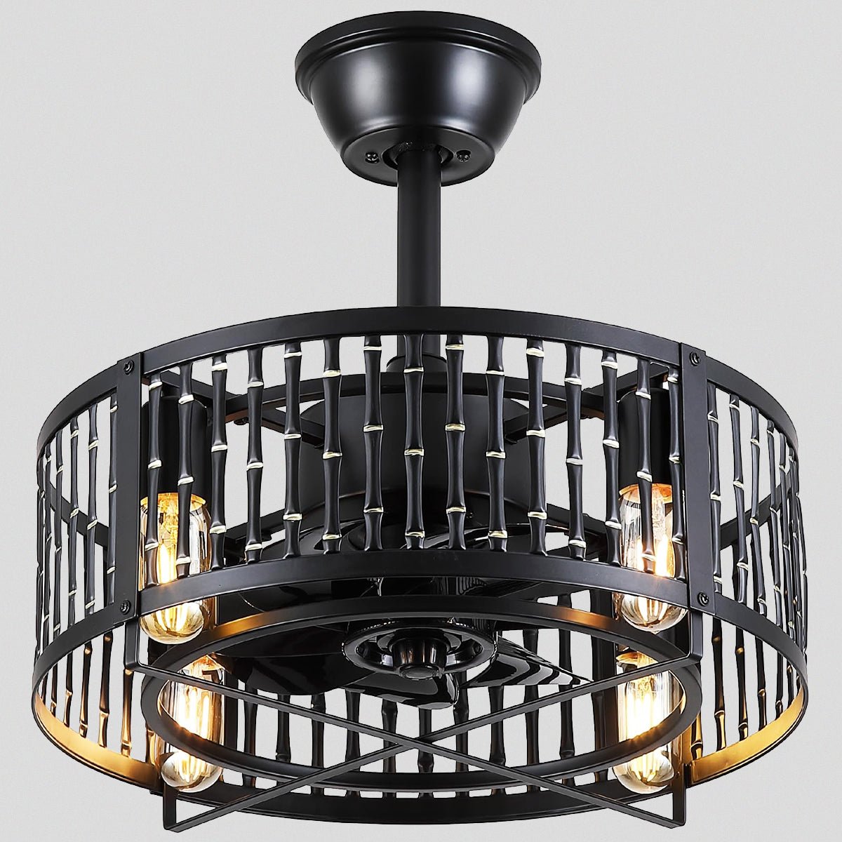 Industrial Black Cage Ceiling Fan Light 18" - Blushlighting