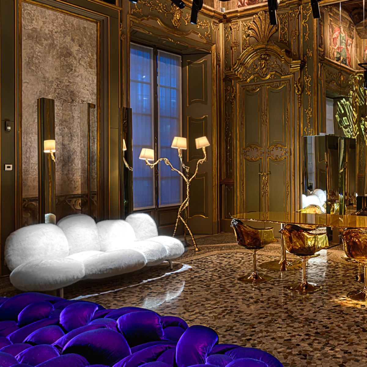 Ines brass three-light floor lamp product view 10