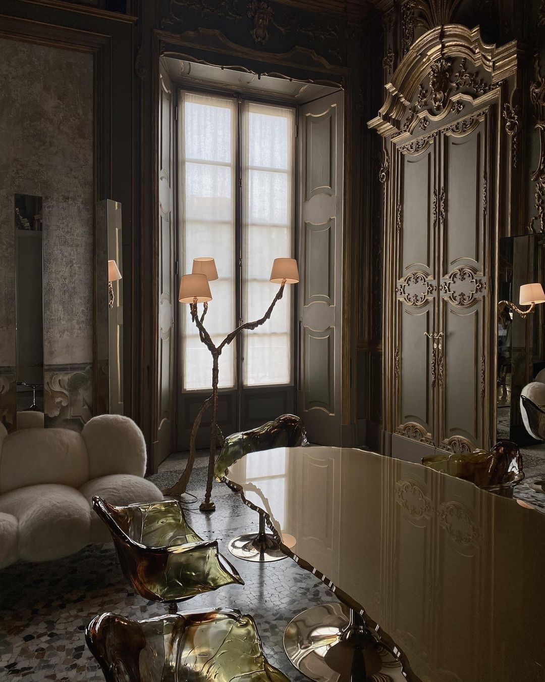 Ines brass three-light floor lamp product view 23