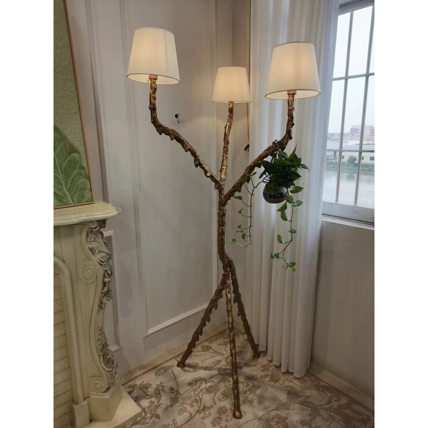 Ines brass three-light floor lamp product view 30