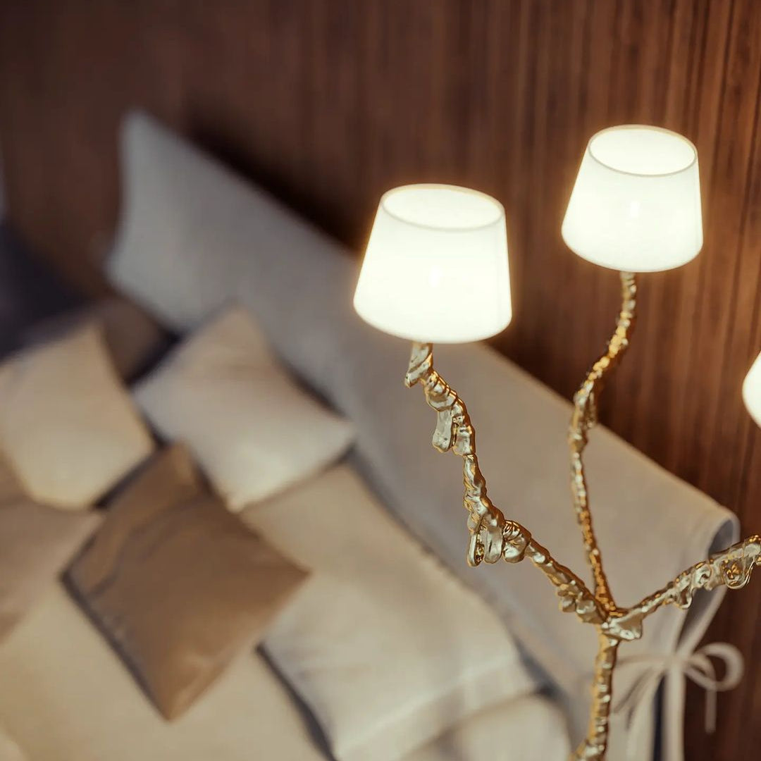 Ines Brass Three-Light Floor Lamp - Ø 31.5″ × H 78.7″Brass / WhiteUS PlugBlushlighting