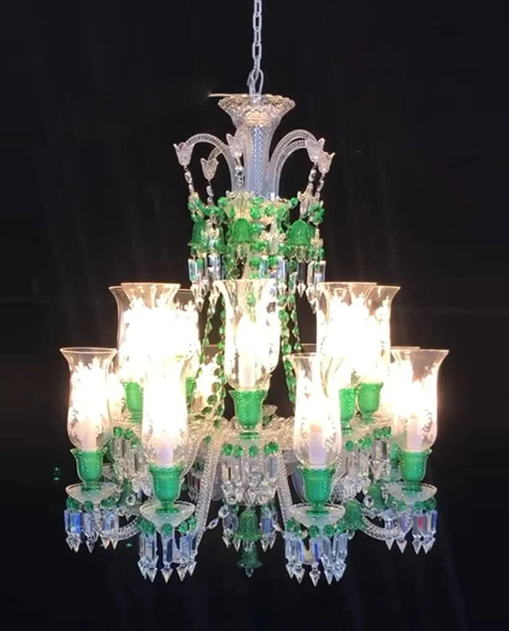 Inspired Lustre Clear & Green Crystal Lighting Chandelier - Blushlighting