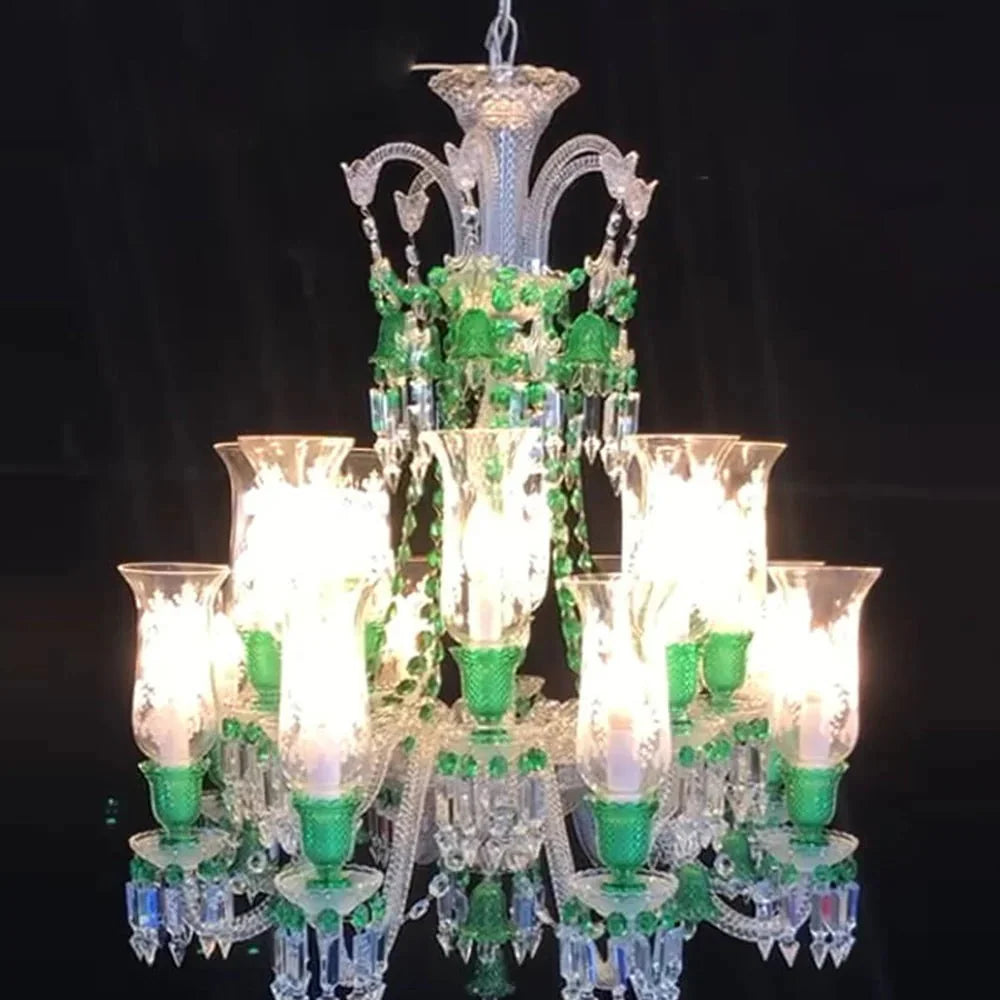 Inspired Lustre Clear & Green Crystal Lighting Chandelier - Blushlighting