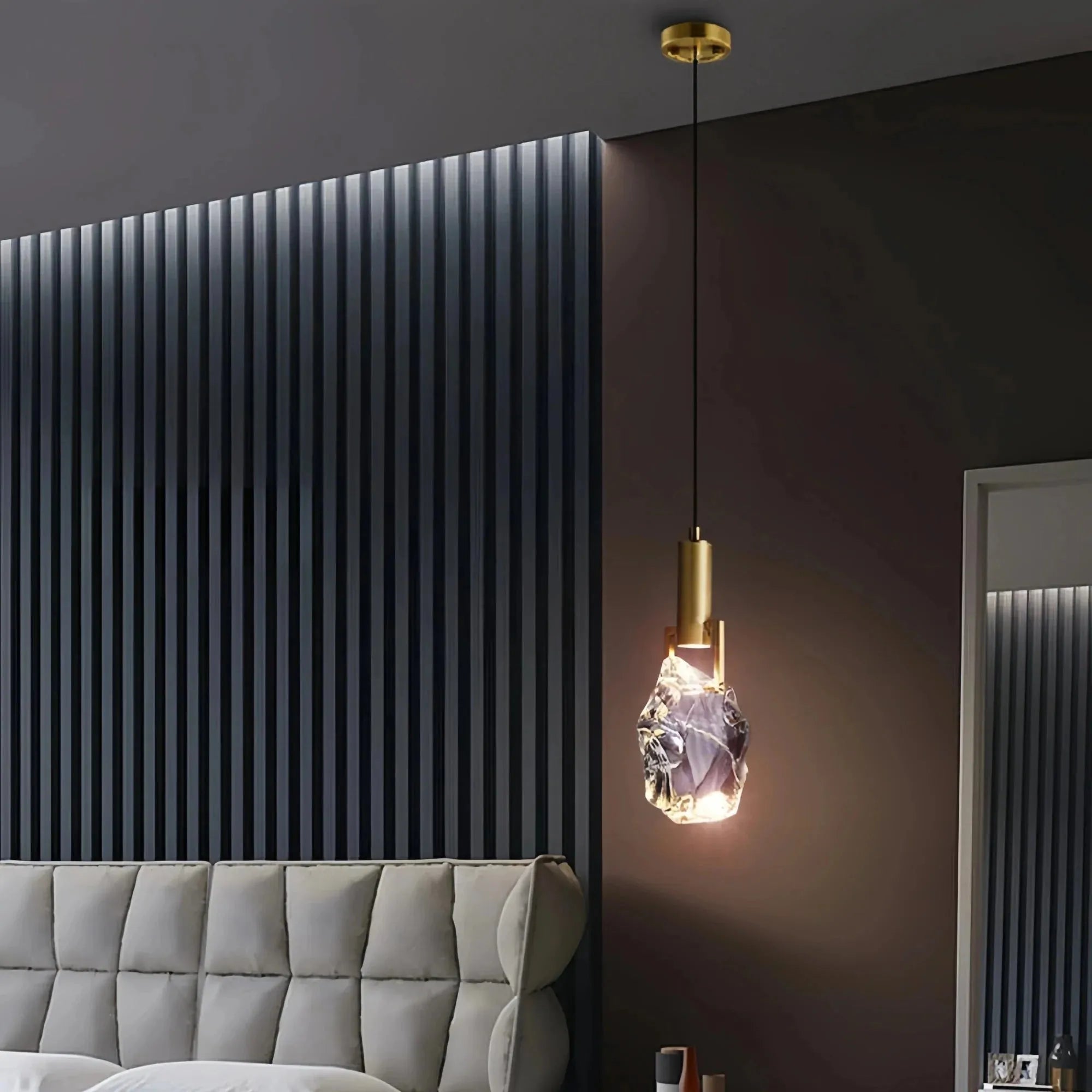 Irregular crystal pendant 6 styles - Round - 1 lightBlushlighting