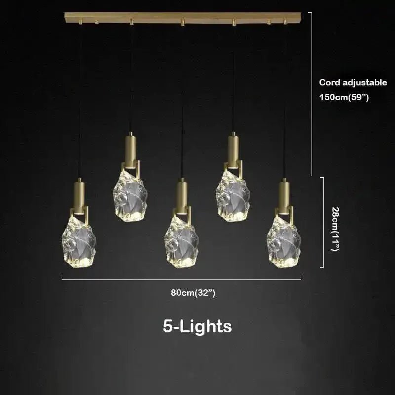 Irregular crystal pendant 6 styles - Linear - 5 lightsBlushlighting