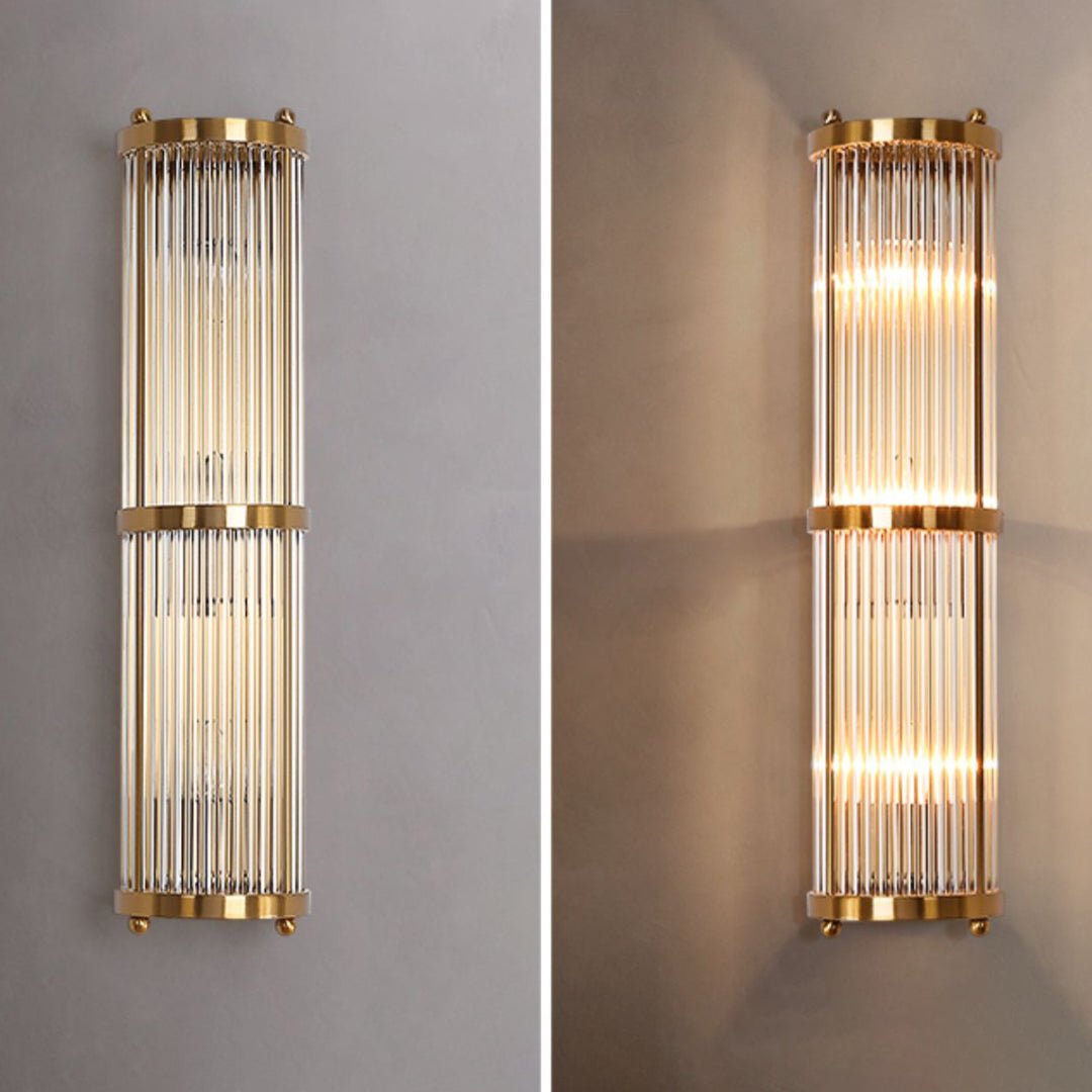 Jadssox Crystal Column Wall Light - Dia 6.3″(16cm) x H 25.6″(65cm) Set Of 2Clear+BronzeBlushlighting
