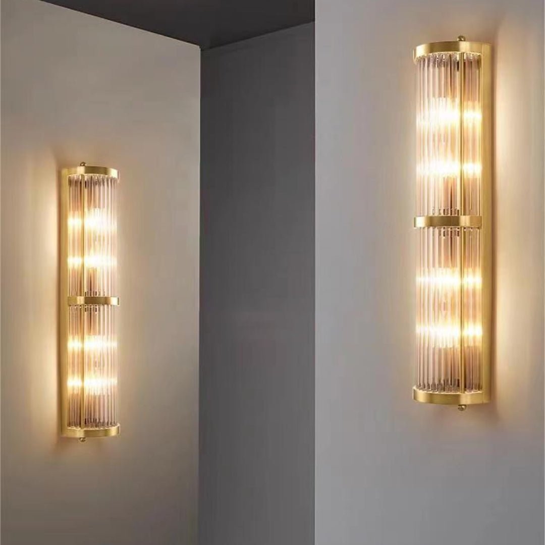 Jadssox Crystal Column Wall Light - Dia 6.3″(16cm) x H 17.7″(45cm)Clear+BronzeBlushlighting