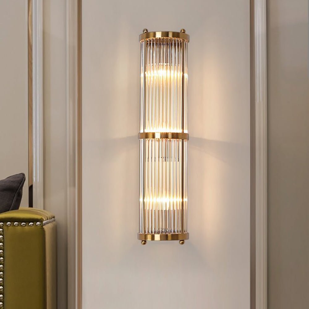 Jadssox Crystal Column Wall Light - Dia 6.3″(16cm) x H 17.7″(45cm)Clear+BronzeBlushlighting