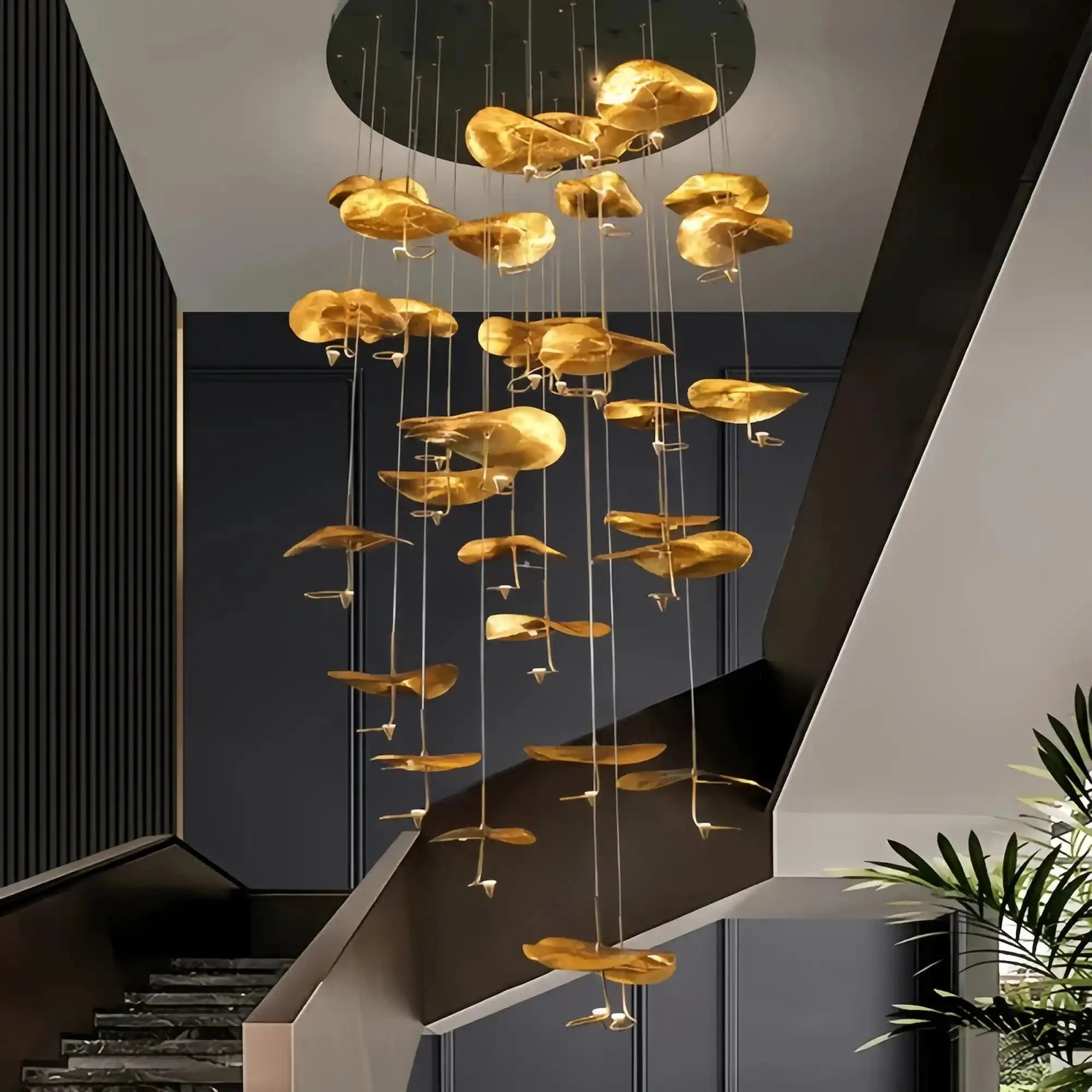 Jenissa Vintage Crystal Staircase Chandelier High Ceiling Luxury Lighting - 20 - LIghtGoldWarm LightBlushlighting