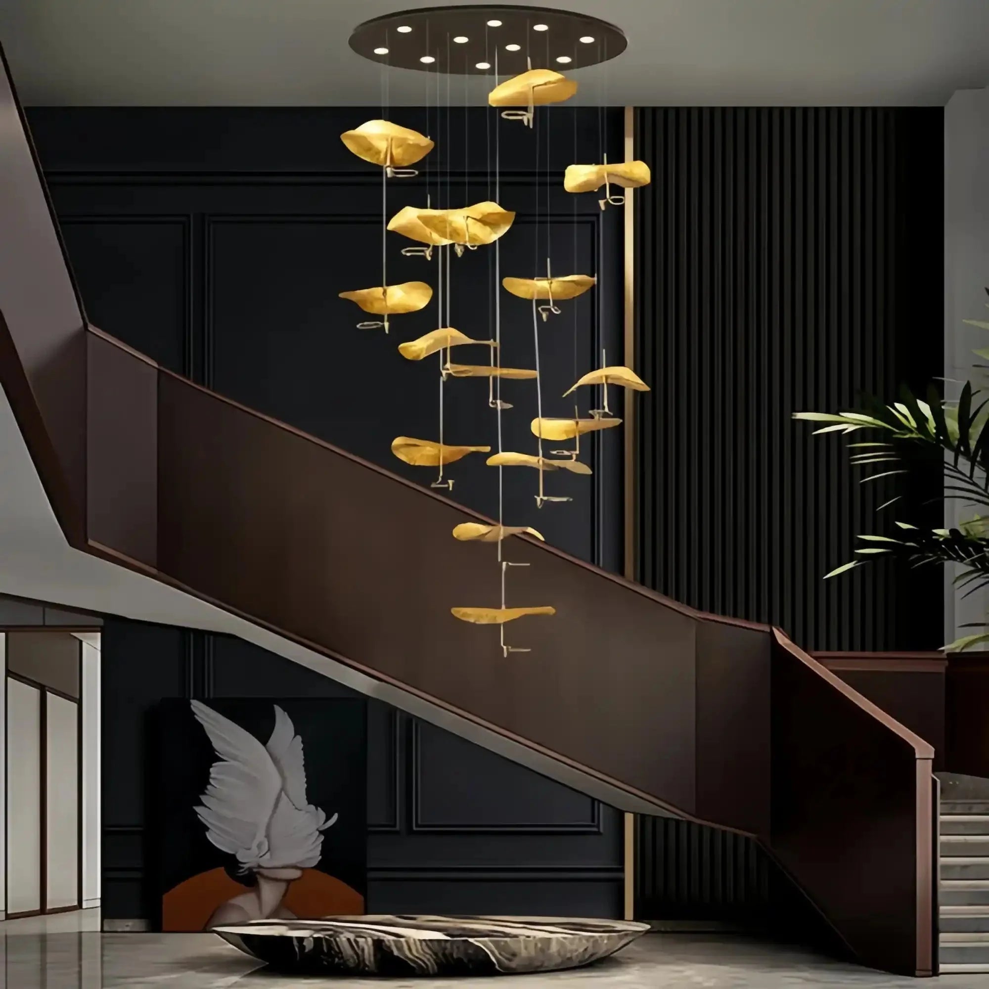Jenissa Vintage Crystal Staircase Chandelier High Ceiling Luxury Lighting - 15 - LightGoldWarm LightBlushlighting