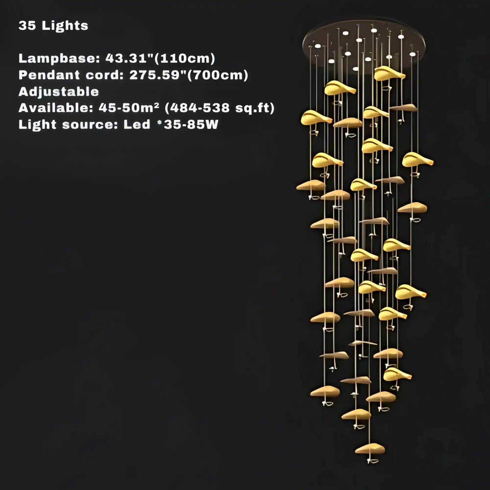 Jenissa Vintage Crystal Staircase Chandelier High Ceiling Luxury Lighting-