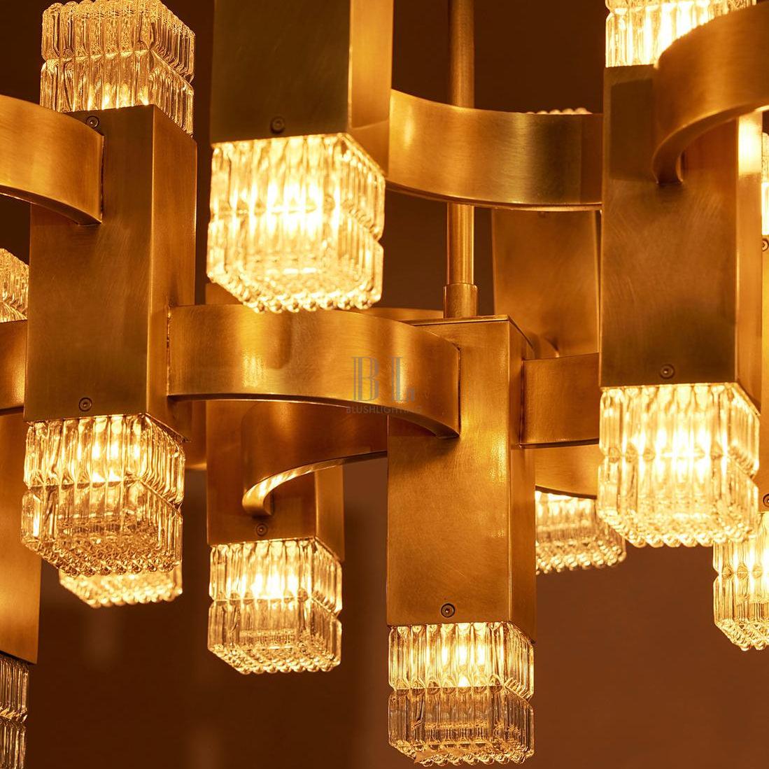 Kennedy Glass Chandelier 32"W - Blushlighting