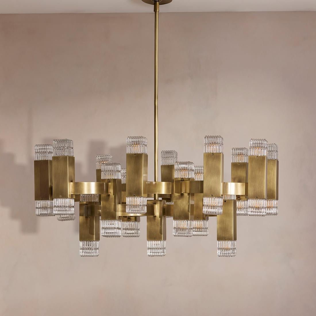 Kennedy Glass Chandelier 32"W - Blushlighting