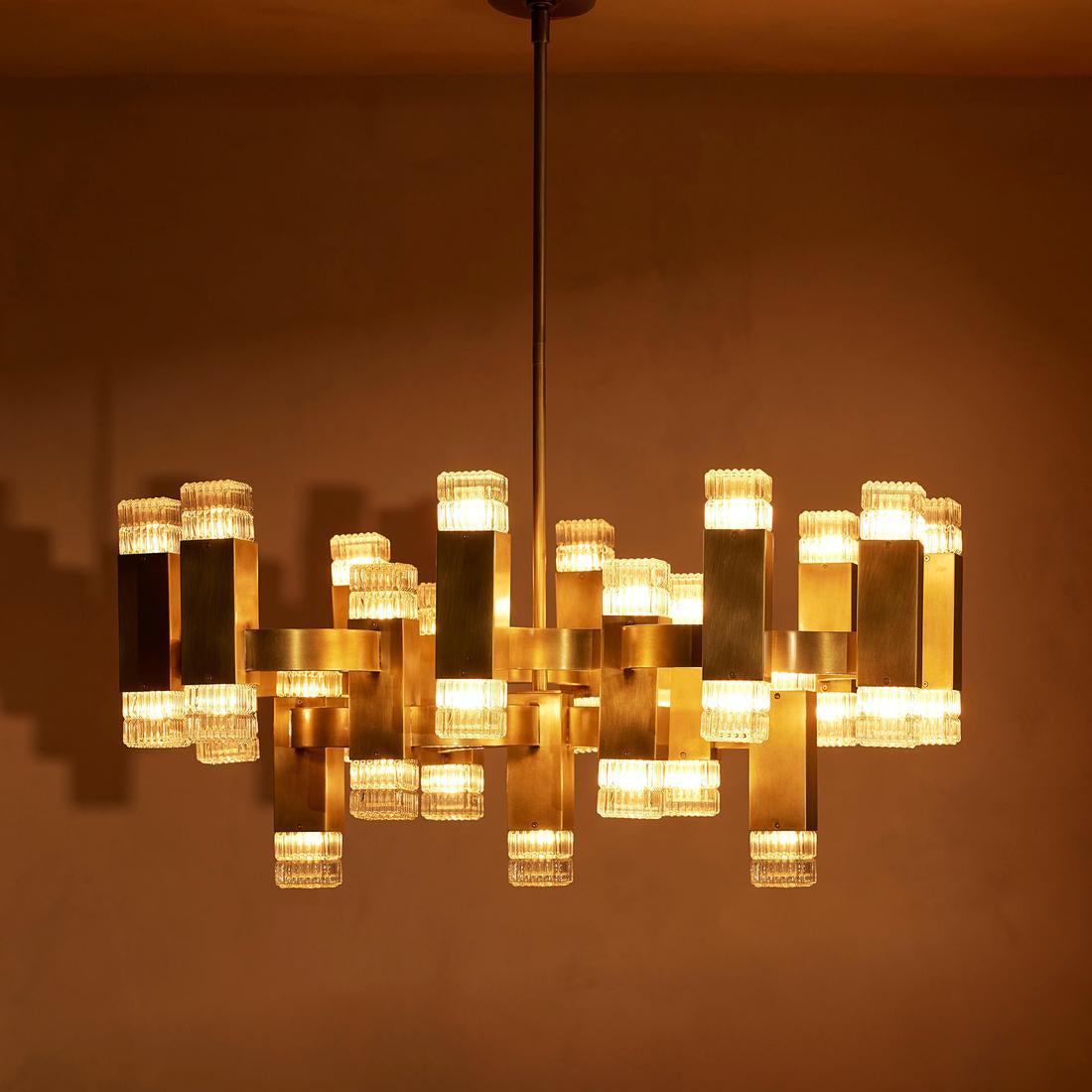 Kennedy Glass Chandelier 32"W - Blushlighting