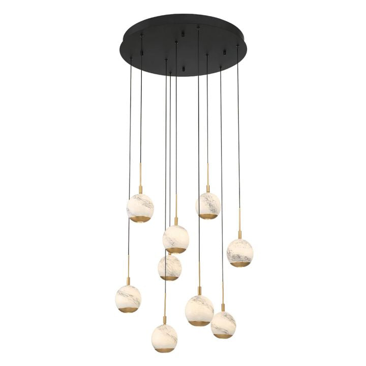 Kimma Lights Round LED Chandelier-Chandelier-Matte Black-9 Light-Blushlighting
