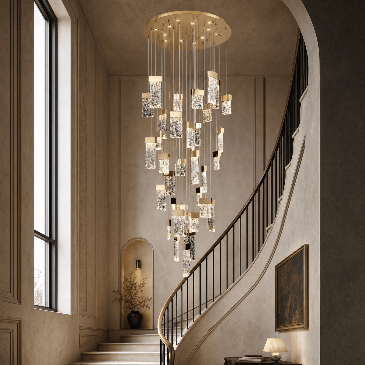 Knox Blown Glass Cascading Chandelier 31.5" - Ø31.5" × H118.1" (Ø80 × H300 cm)Blushlighting