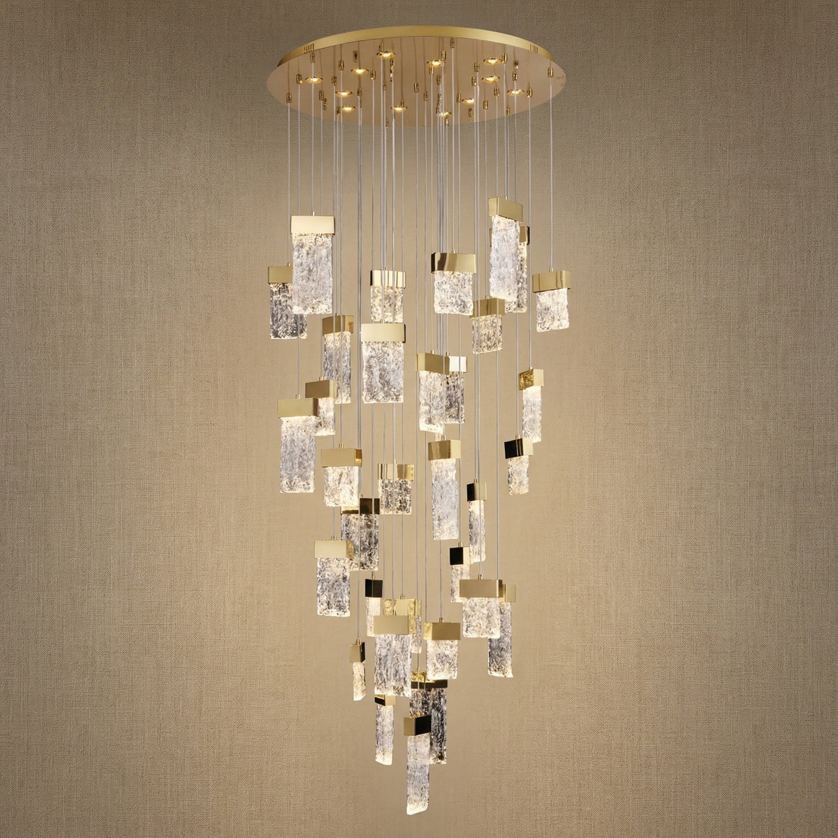 Knox Blown Glass Cascading Chandelier 31.5" - Ø31.5" × H118.1" (Ø80 × H300 cm)Blushlighting