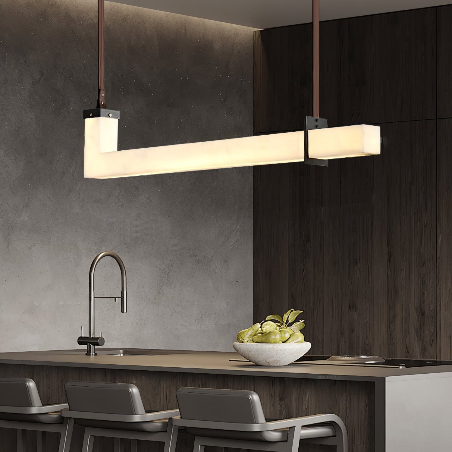 L-Axis Pendant Lamp - L 39.4 in x H 9.1 inBlack & WhiteWarm LightBlushlighting