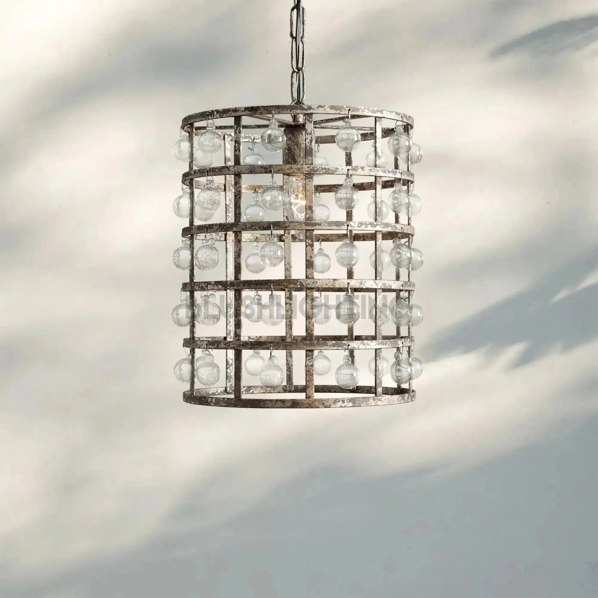 La Cage Pendant - 8"Silver ClayBlushlighting