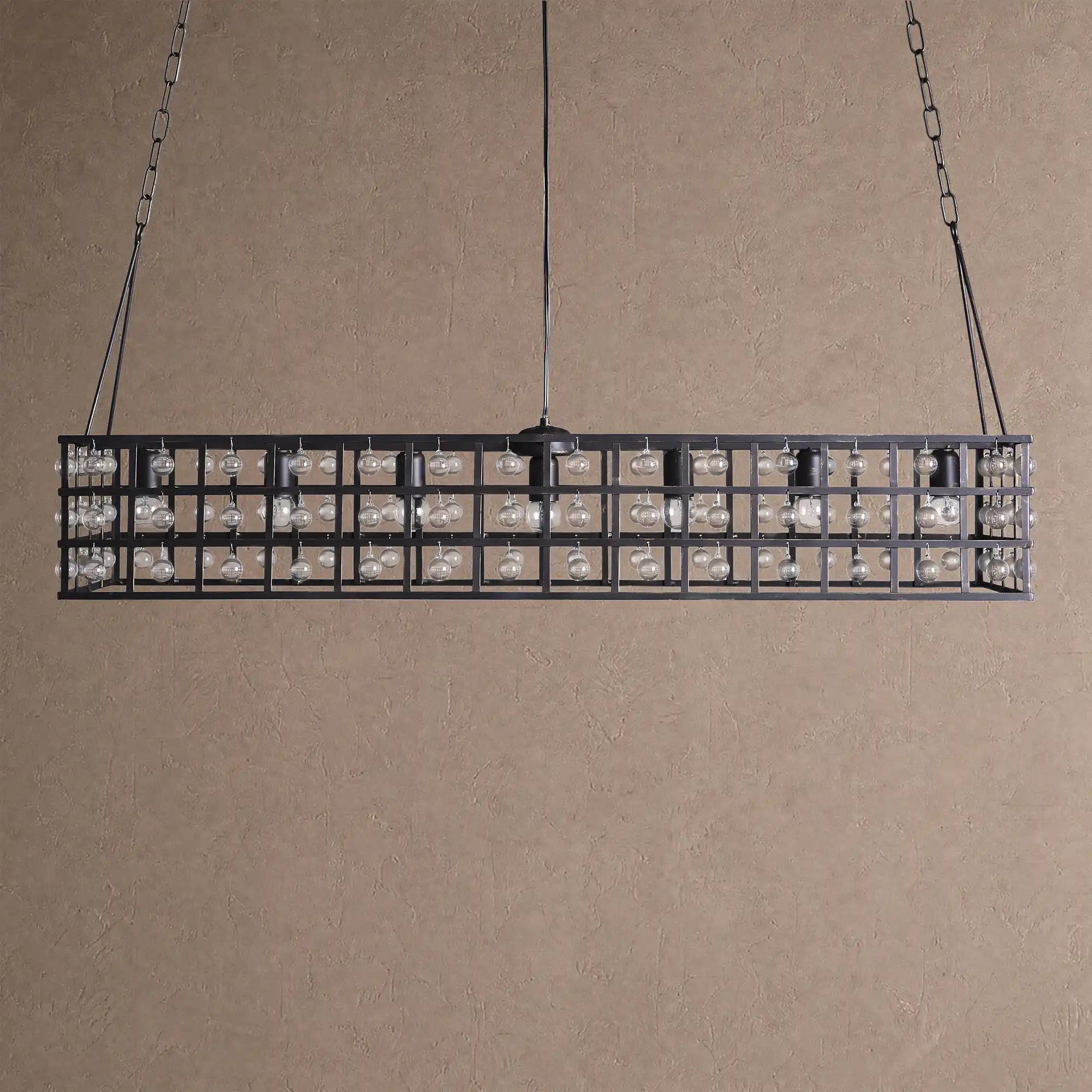 La Caged Rectangular Chandelier 7-Light - BlackBlushlighting