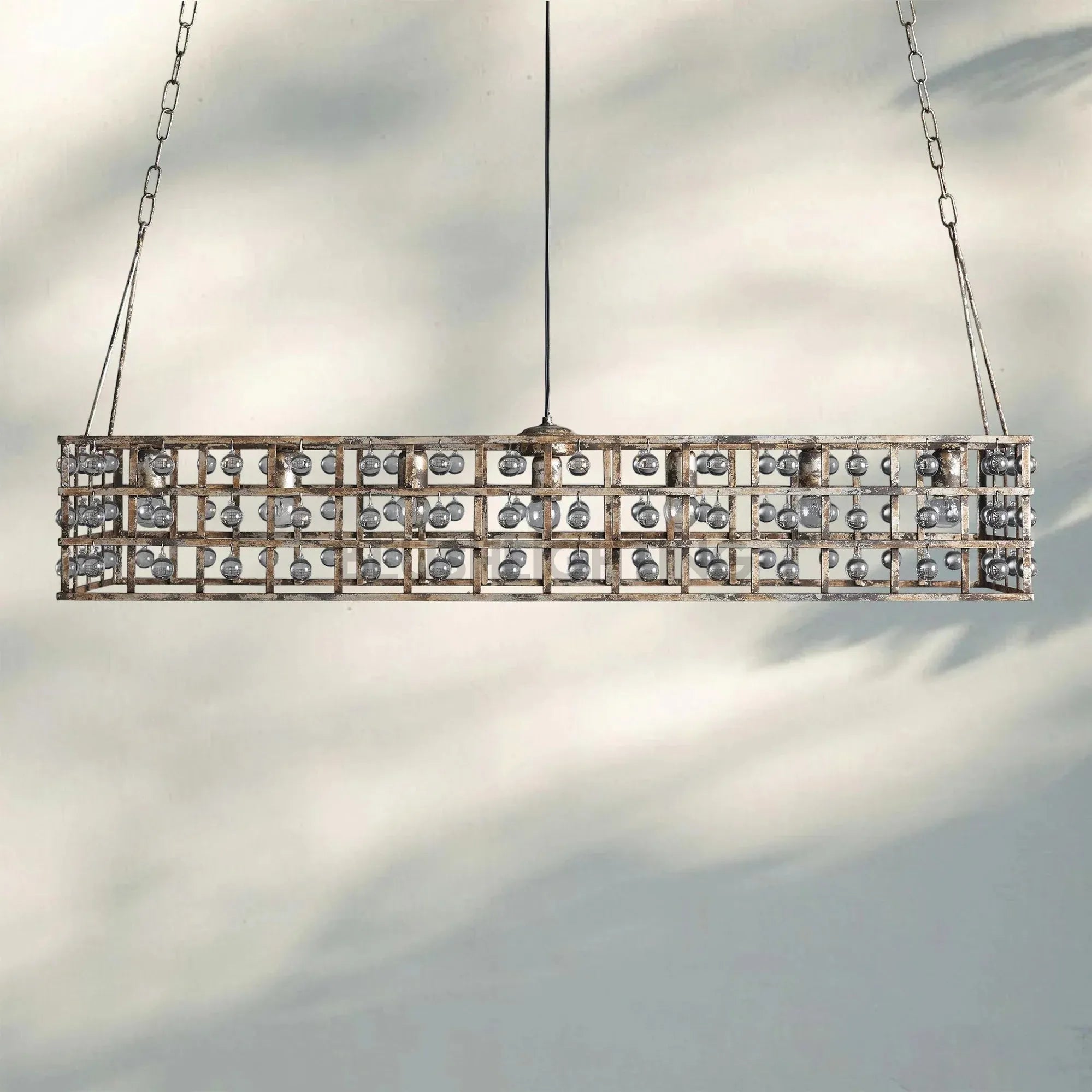 La Caged Rectangular Chandelier 7 - Light - BronzeBlushlighting