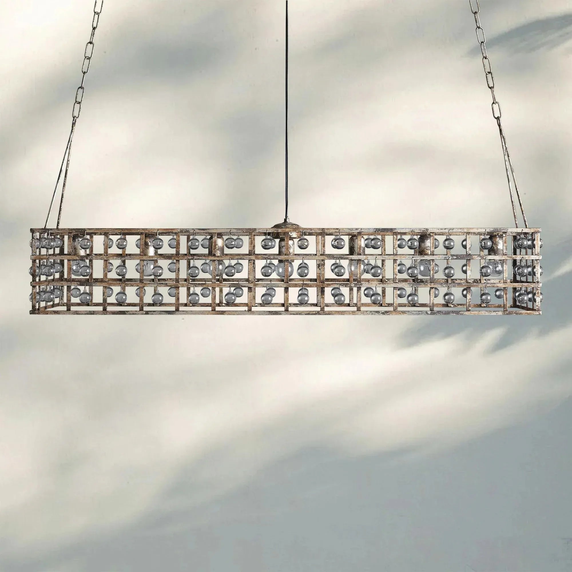La Caged Rectangular Chandelier 7 - Light - BronzeBlushlighting