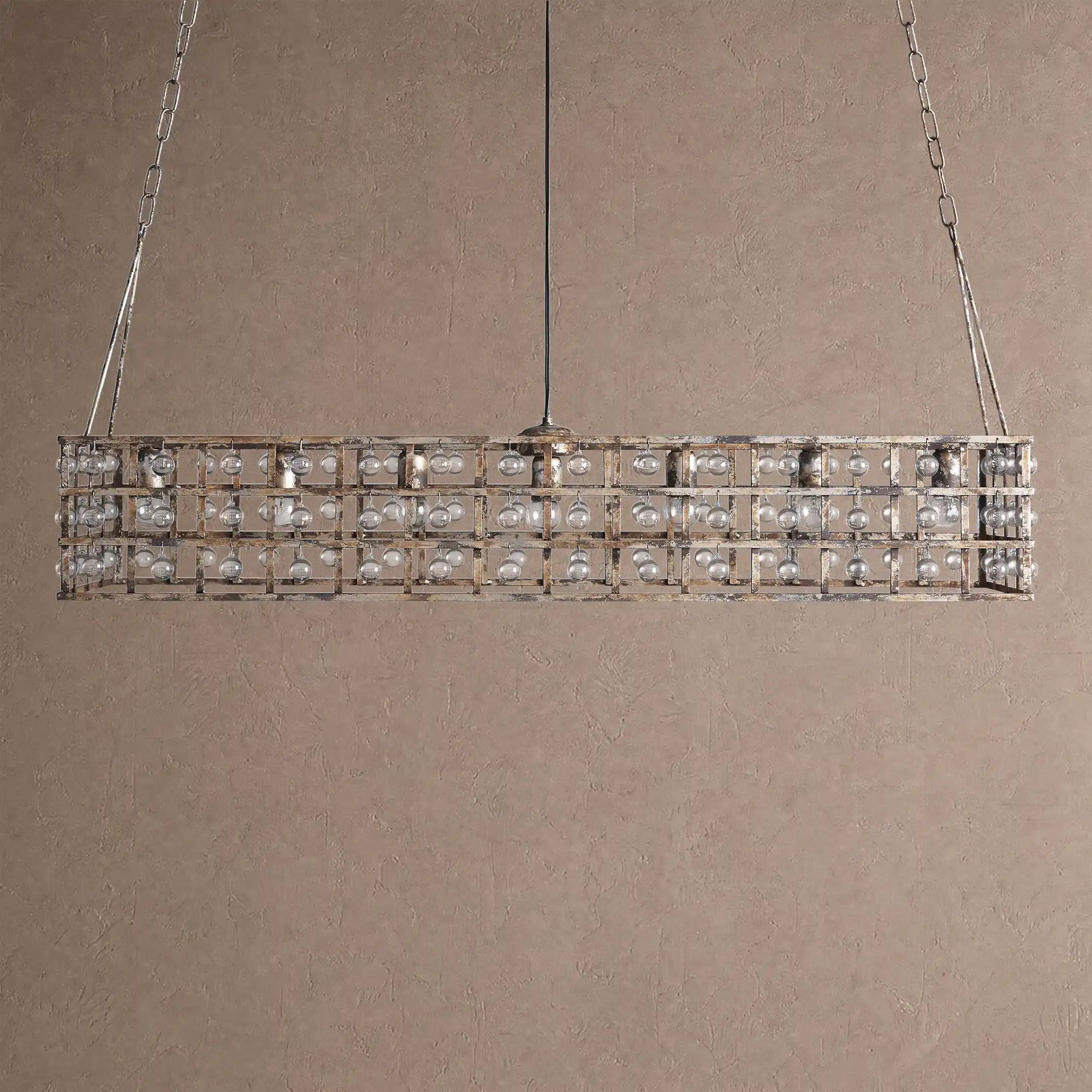 La Caged Rectangular Chandelier 7-Light - BlackBlushlighting
