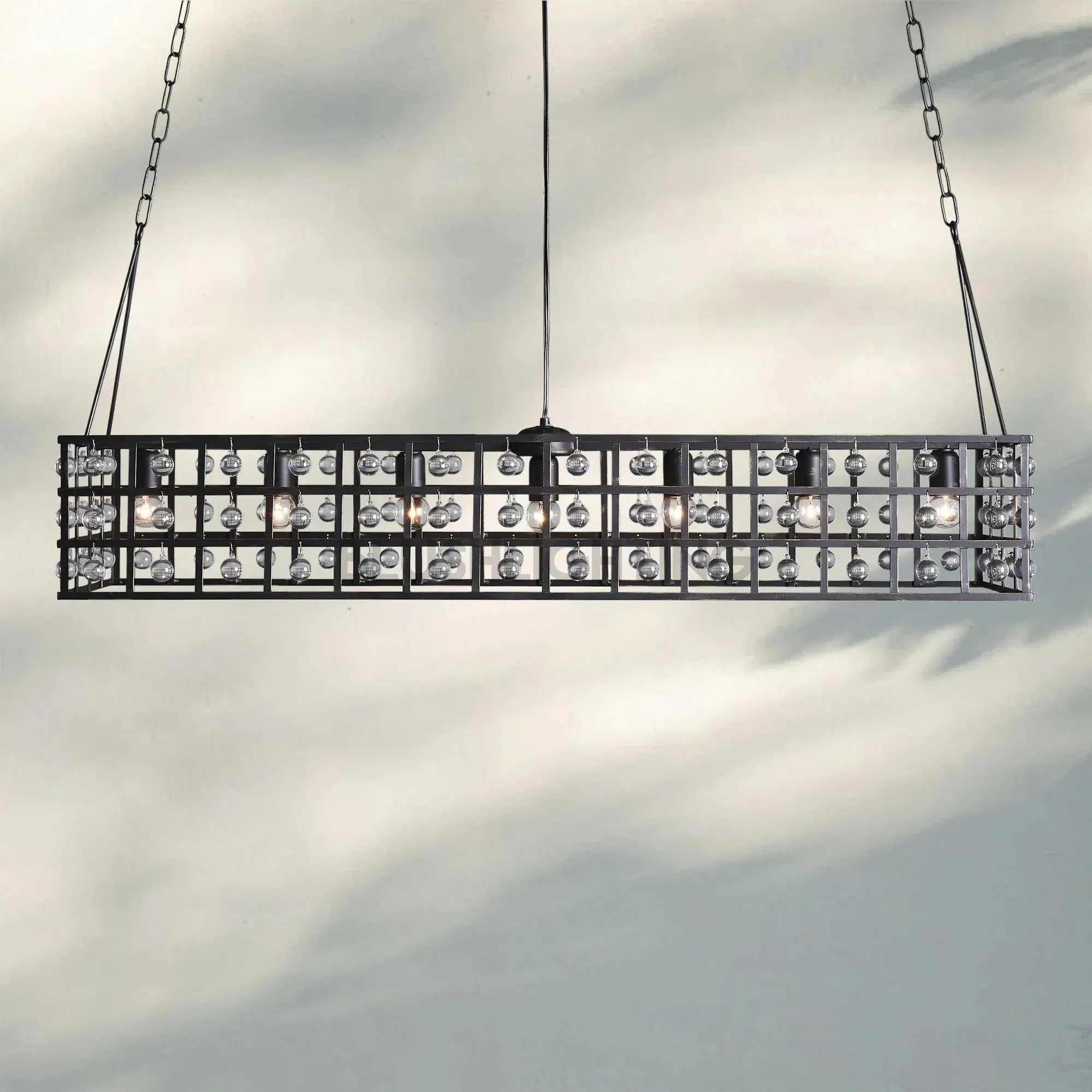 La Caged Rectangular Chandelier 7 - Light - BronzeBlushlighting