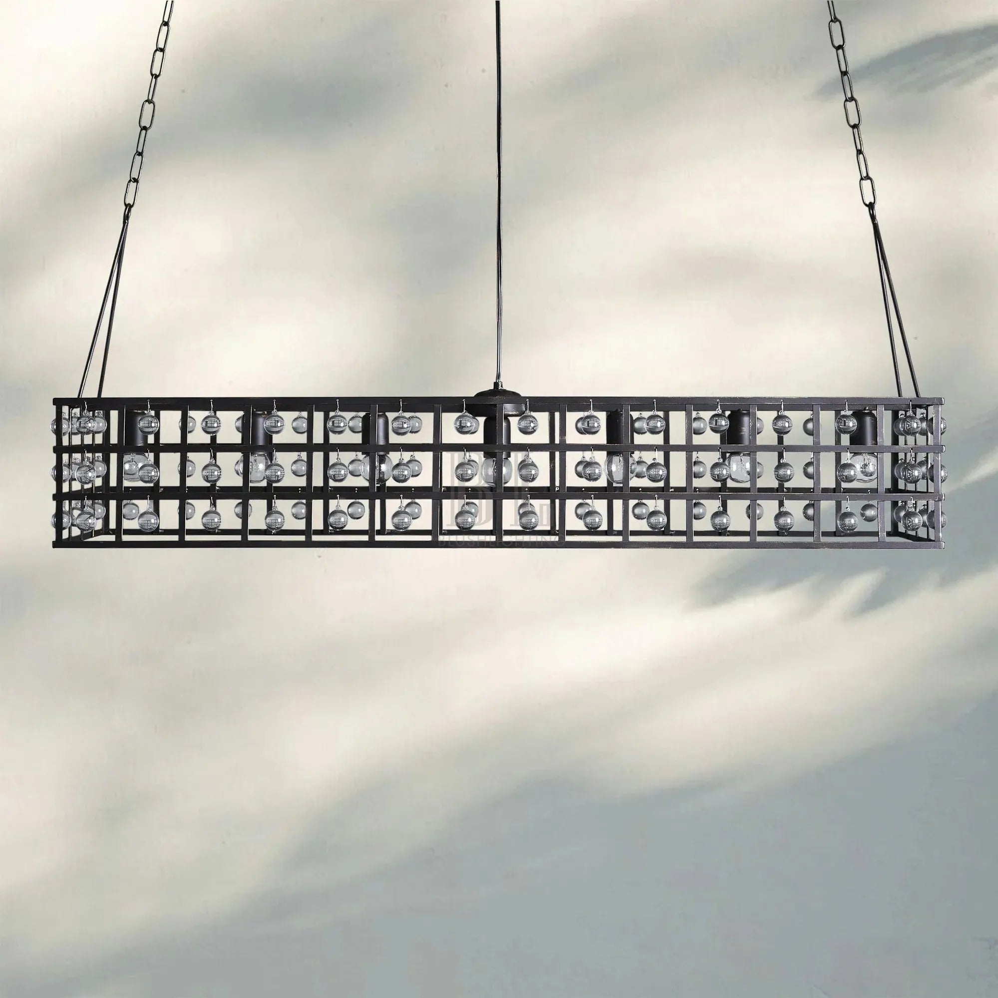 La Caged Rectangular Chandelier 7-Light-