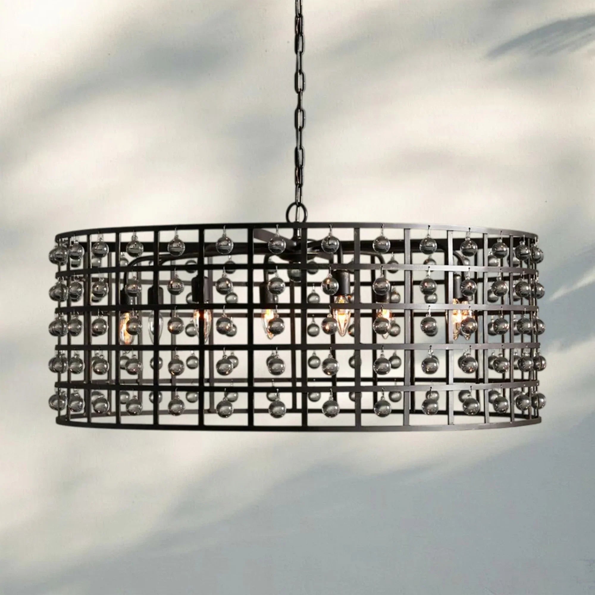 La Caged Round Chandelier 6/8/12 Light - 12 - LightBronzeBlushlighting