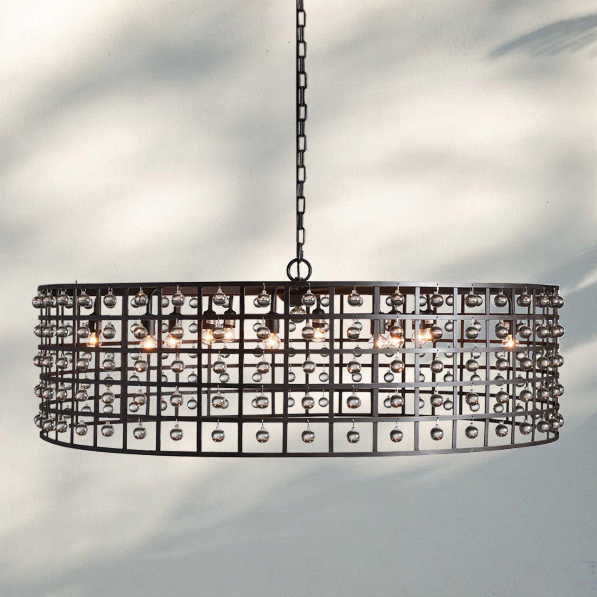La Caged Round Chandelier 6/8/12 Light-12-Light-Silver Clay-