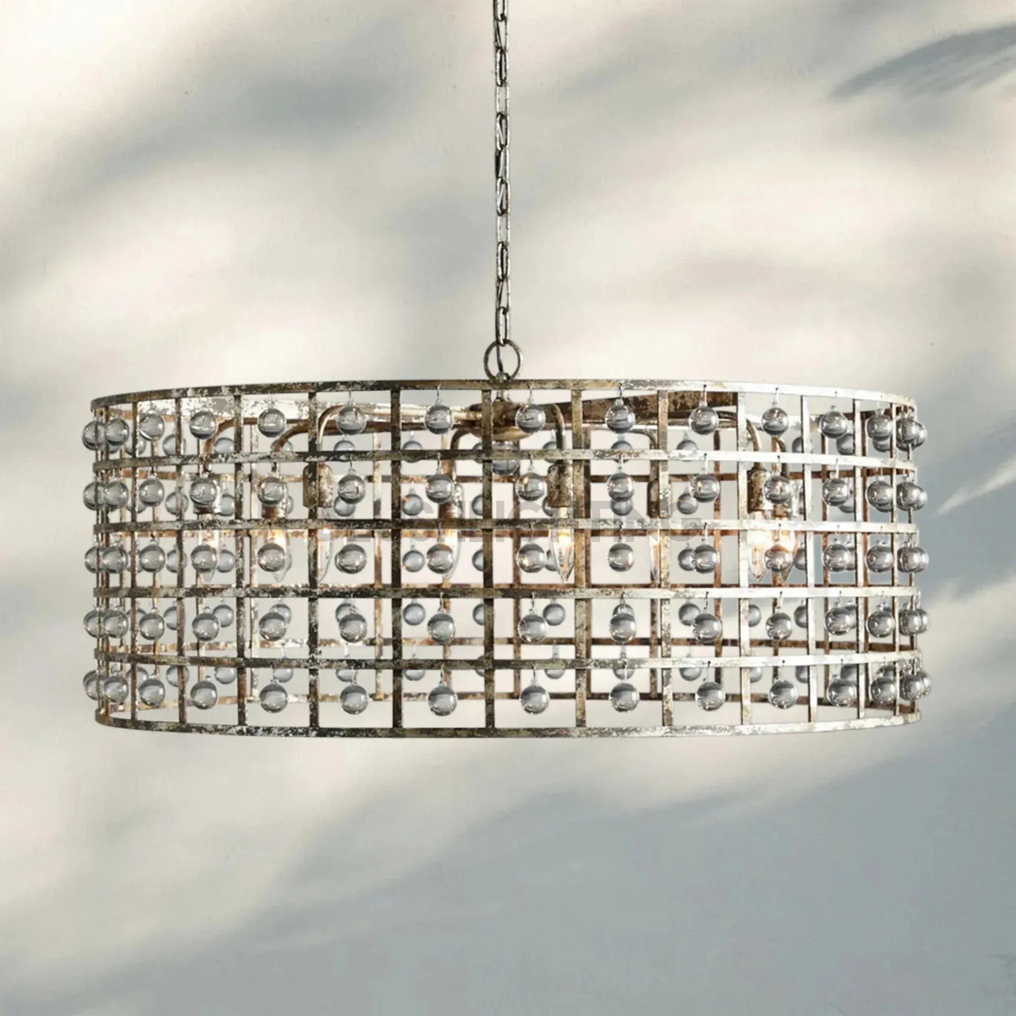 La Caged Round Chandelier 6/8/12 Light - 8 - LightSilver ClayBlushlighting