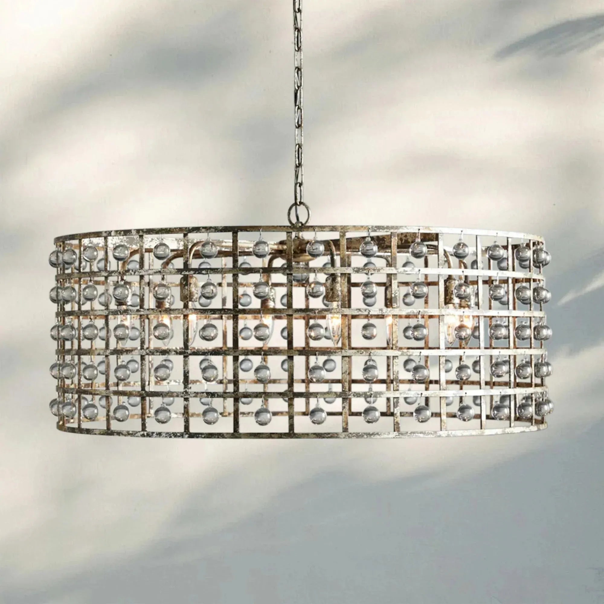 La Caged Round Chandelier 6/8/12 Light - 8 - LightSilver ClayBlushlighting