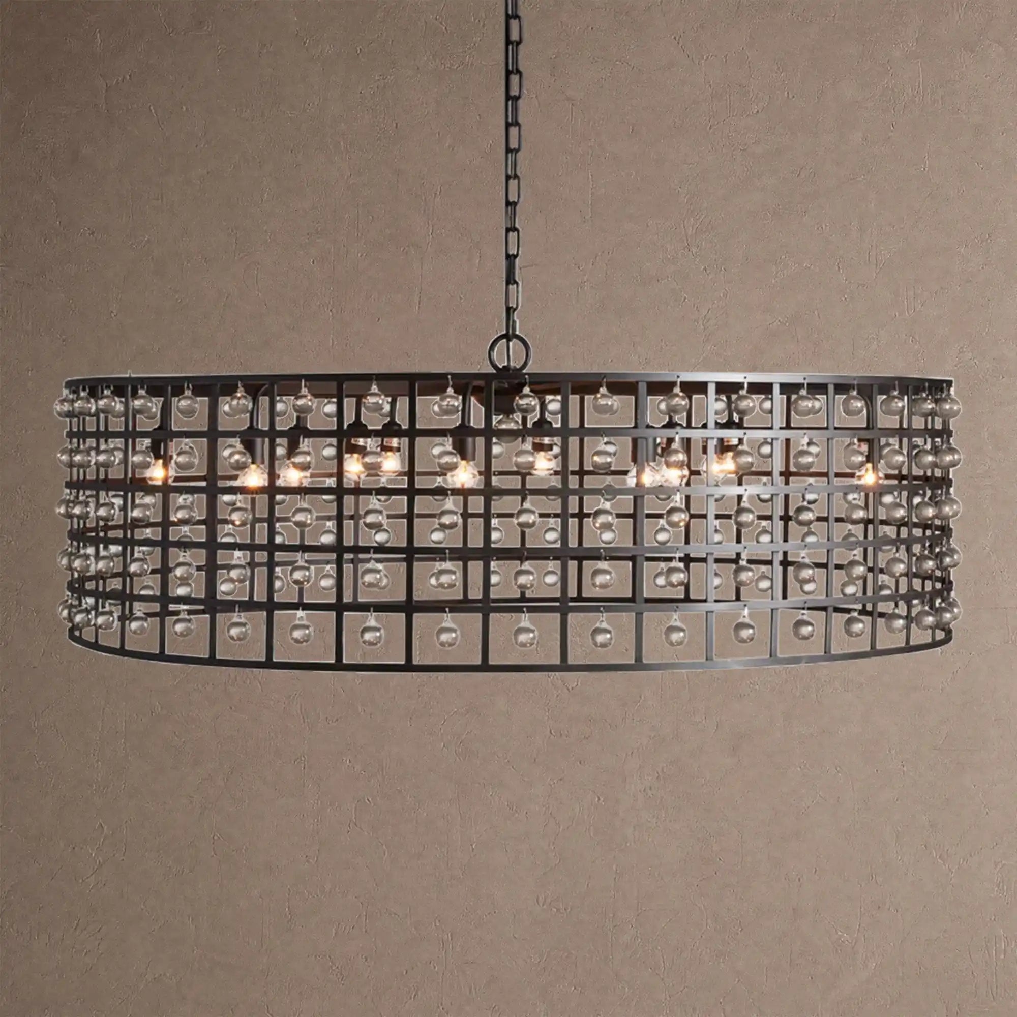 La Caged Round Chandelier 6/8/12 Light - 12-LightBlackBlushlighting