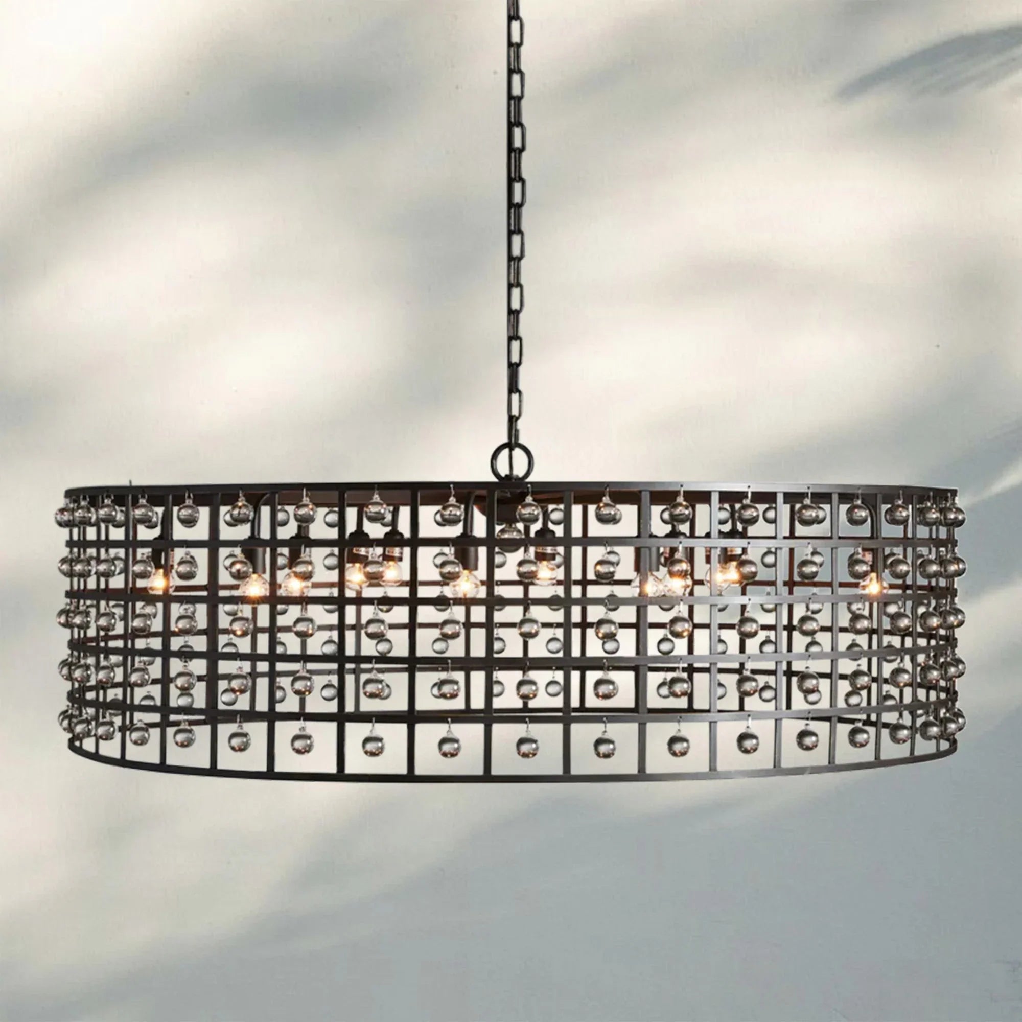 La Caged Round Chandelier 6/8/12 Light - 12 - LightBronzeBlushlighting