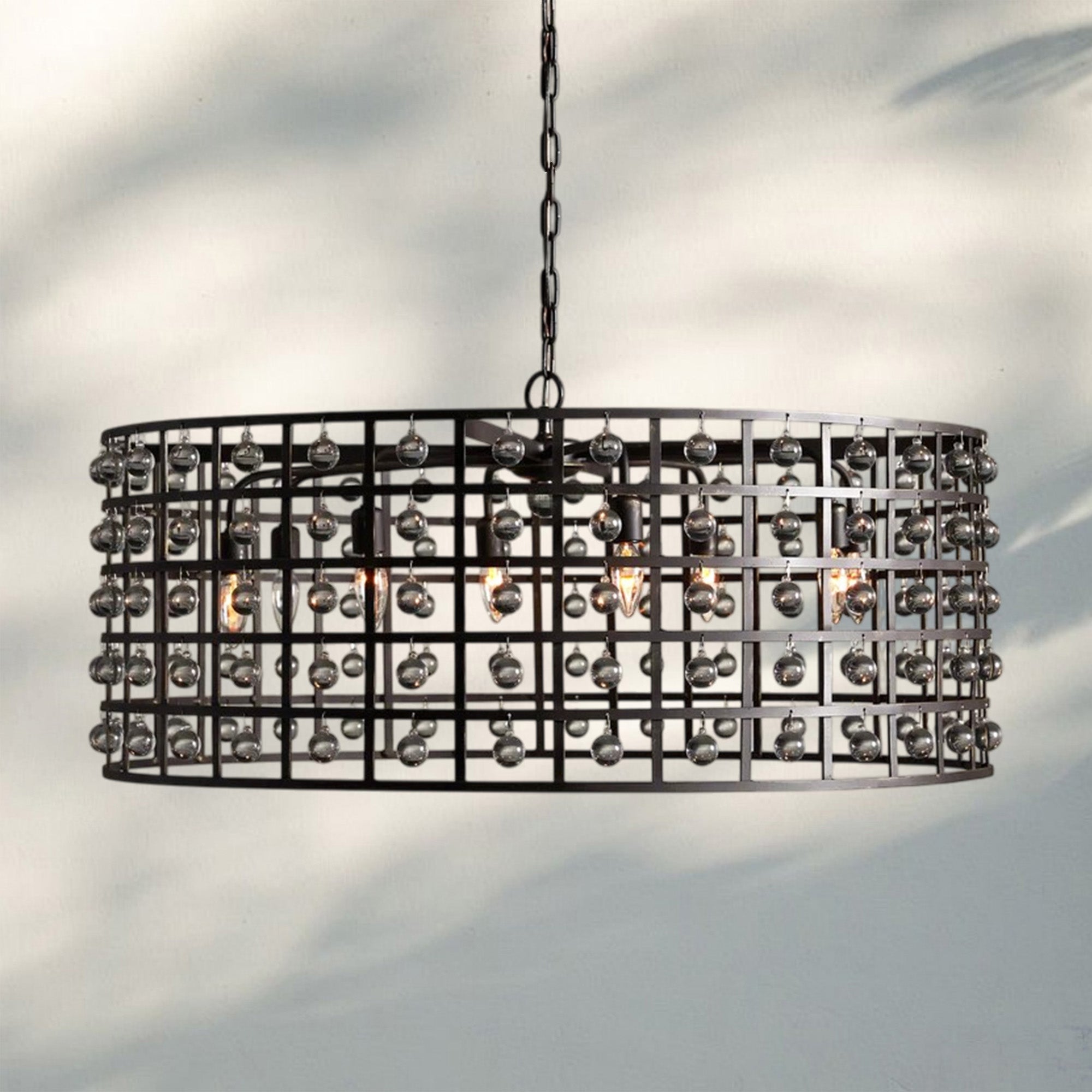 La Caged Round Chandelier 6/8/12 Light - 12 - LightBronzeBlushlighting