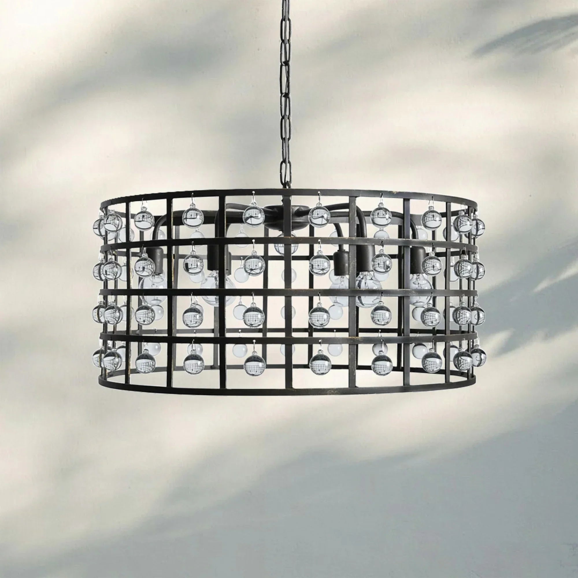 La Caged Round Chandelier 6/8/12 Light-6-Light-Bronze-