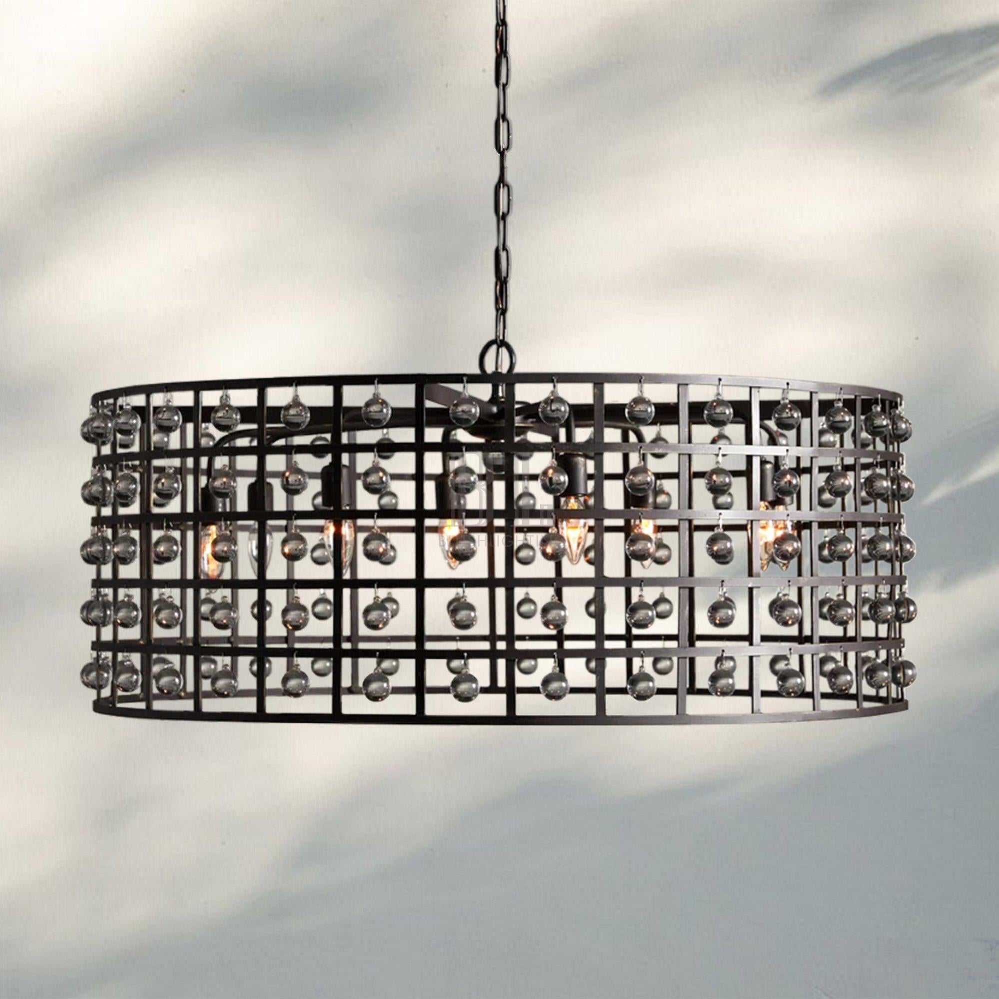 La Caged Round Chandelier 6/8/12 Light-8-Light-Bronze-