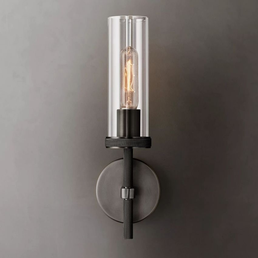 Lambe Knurled Wall Sconce - Polished Nickel14"HBlushlighting