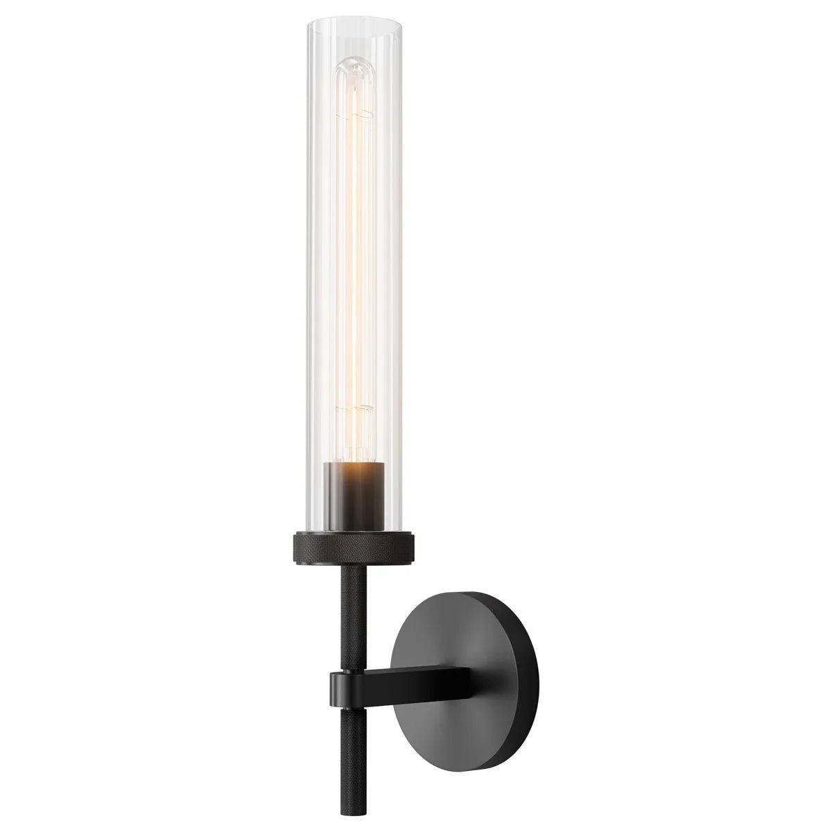 Lambe Knurled Wall Sconce - Matte Black19"HBlushlighting