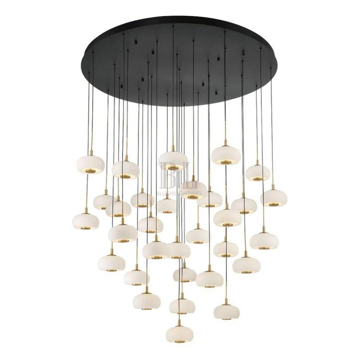 Lanterns Glass 31 Light Round LED Chandelier - Matte BlackBlushlighting