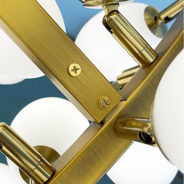 Large Branch Copper Chandelier with Grape Shape Bulbs Unique and Creative Light Fixture for Staircase/ Duplex/ High Ceiling Living Room/ Restaurant - H 78.7" * D 29.5"Warm LightBlushlighting